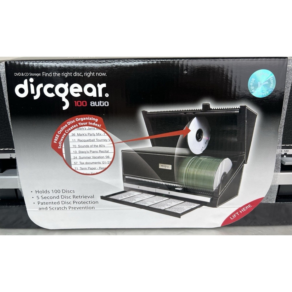 BRAND NEW Discgear 100 Auto CD / DVD Disc Storage Retrieval System Faux Leather - Picture 6 of 8